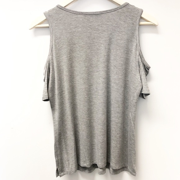 Ivanka Trump Gray Short Sleeve Cold Shoulder Top - Picture 4 of 4